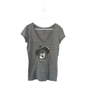 Blue 84 Oklahoma State University V-Neck‎ Grey Graphic T-Shirt Size XL